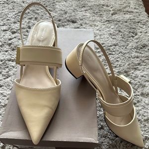Charles & Keith slingback pump, chalk, size 40